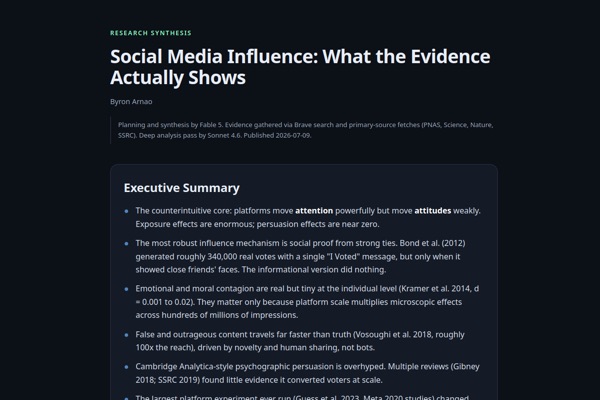 Social Media Influence Research